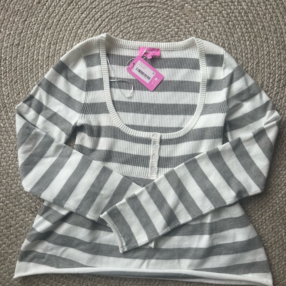 Edikted Gray and White Striped Knit
